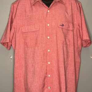 Izod Red Casual Button Down Shirt Short Sleeve 148